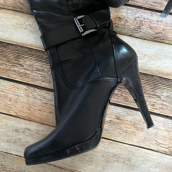 NINE WEST Reindeero Genuine Black Leather Boots Size 6 - Picture 2 of 11
